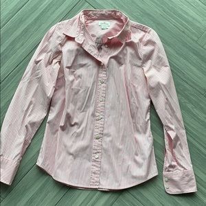 J crew pink and white stripe button down
